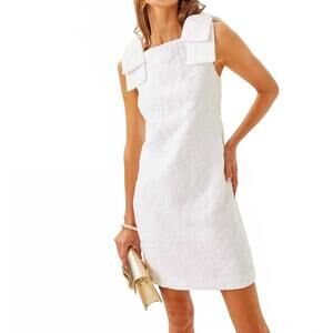 Lilly Pulitzer White Textured Bow Strap Mini Dress